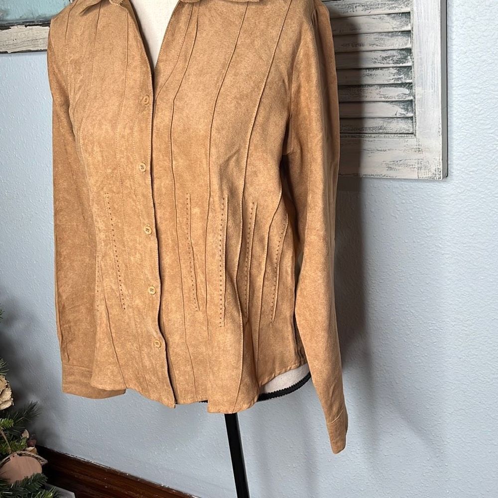 Lemon Grass Suede Doeskin Long Sleeves Women's Fashion Jacket Size Medium - Picture 2 of 14